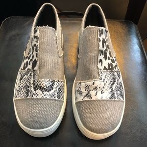 ADORABLE PATCHWORK SNEAKERS W/2 ANIMAL PRNS! NWOT